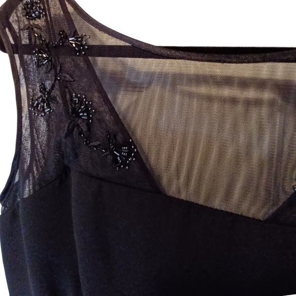 EVAN Picone Black Beaded Illusion Neckline Dress - Picture 2 of 8